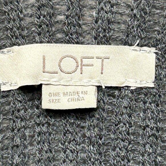 Loft Sweater Wrap Poncho Open Front Gray Knit Fringe One Size Lightweight Office - Picture 3 of 3